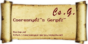 Cseresnyés Gergő névjegykártya